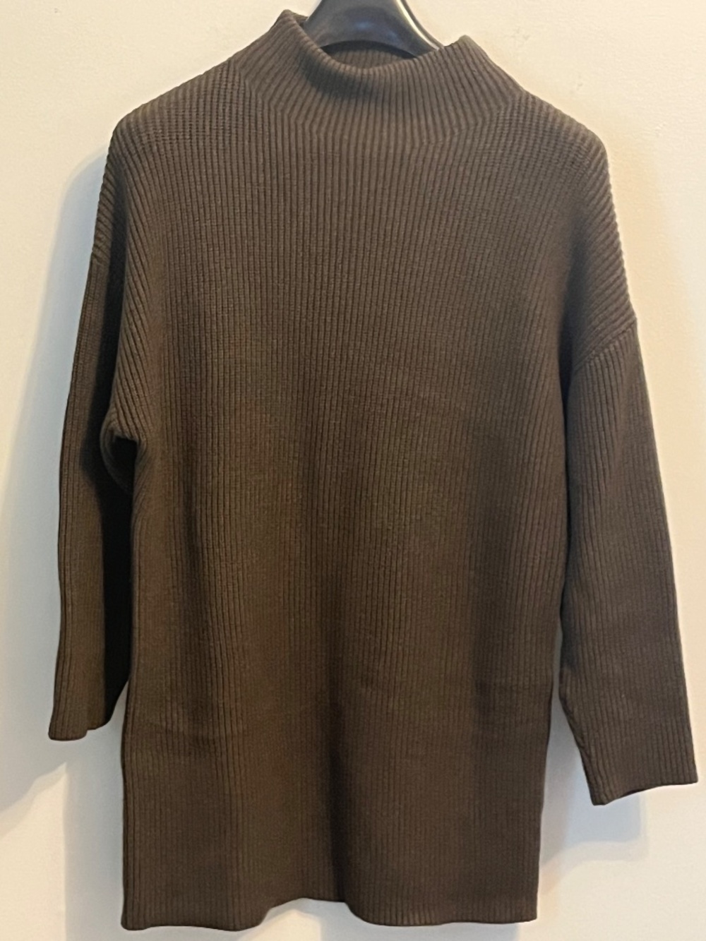 Long Sleeve Turtleneck Sweaterdress Ribbed Knit Oversized Fall Winter - Small - Picture 5 of 8